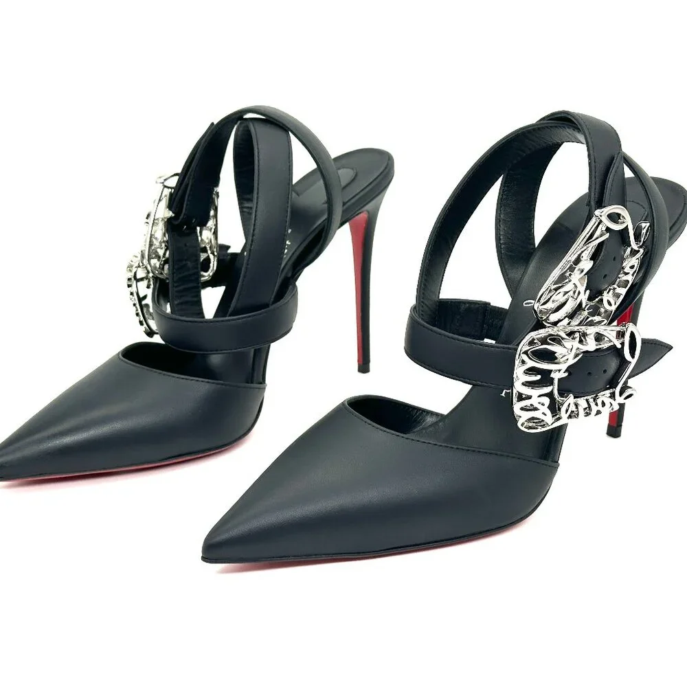 Christian Louboutin GIDDYLINA 100 Buckled Leather Sandals Heels Pumps - Picture 13 of 16